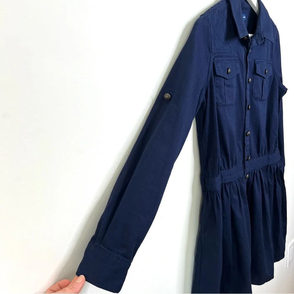 Ralph Lauren Navy Button Front Shirt Dress Dize 16
